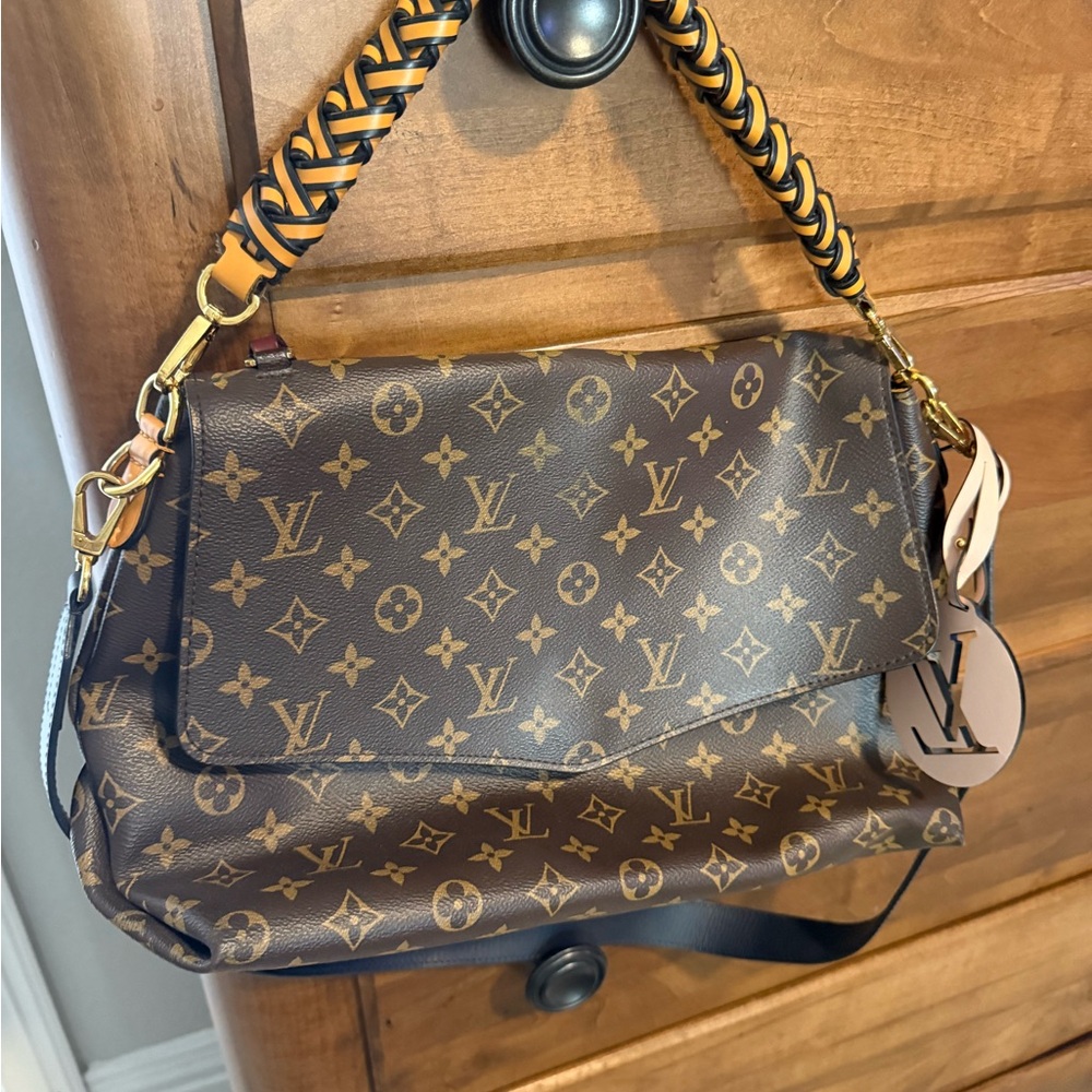 Louis Vuitton Monogram Brown Shoulder Bag with Braided Strap